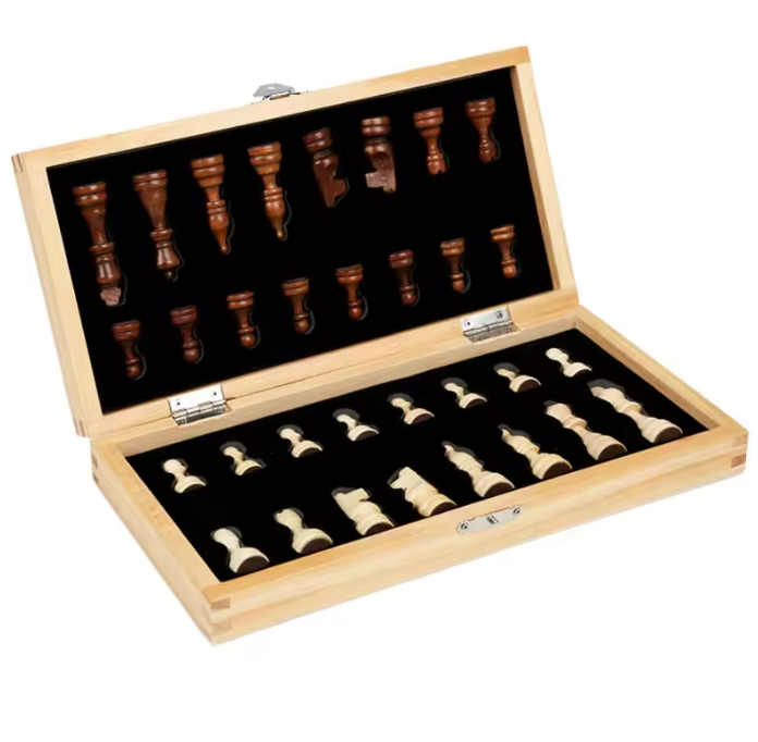 Magnetic Wooden Folding Chess Set Felted Game Board 24cm*24cm Interior Storage Adult Kids Gift Family Game Chess Board
