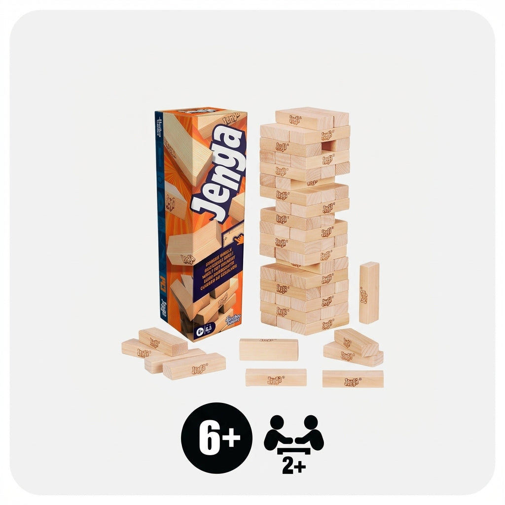 Official Hasbro Games Jenga Game | Digital Die for 6 More Ways to Play | Original Wood Block Game | Stacking Tower | Ages 6+ | 1+ Players | Party Games