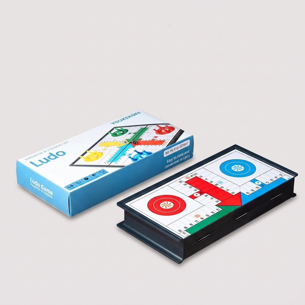 Ludo Board Game - Magnetic Folding Travel Set, Suitable for Adults and Kids, Easy to Carry, 9.78 inches in Size