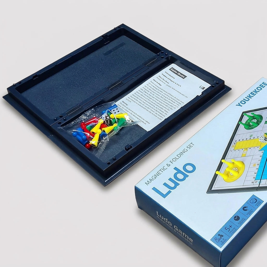 Ludo Board Game - Magnetic Folding Travel Set, Suitable for Adults and Kids, Easy to Carry, 9.78 inches in Size