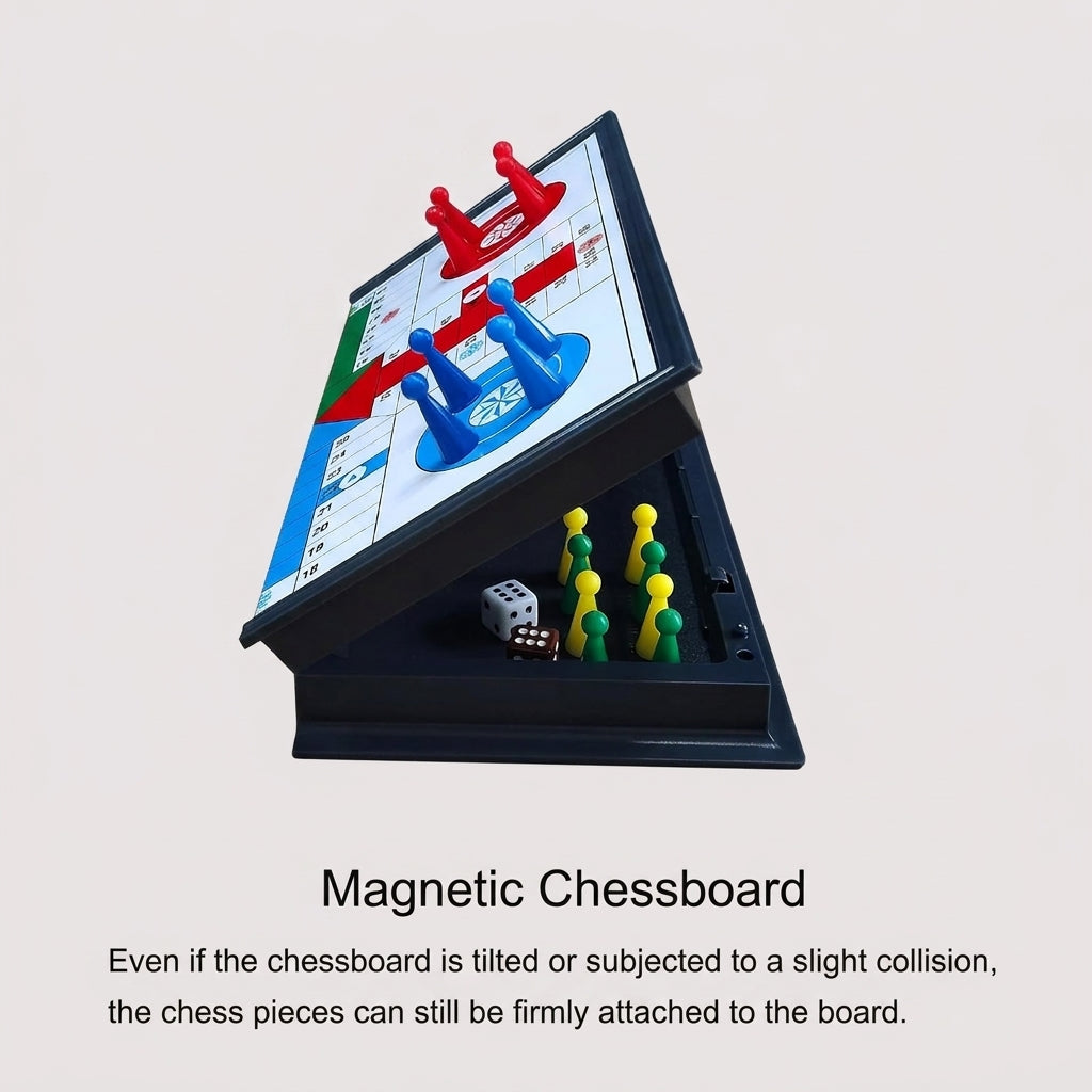 Ludo Board Game - Magnetic Folding Travel Set, Suitable for Adults and Kids, Easy to Carry, 9.78 inches in Size