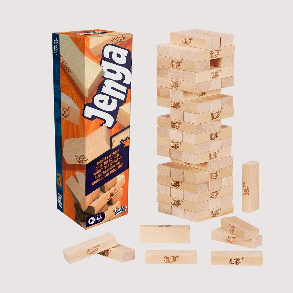 Official Hasbro Games Jenga Game | Digital Die for 6 More Ways to Play | Original Wood Block Game | Stacking Tower | Ages 6+ | 1+ Players | Party Games